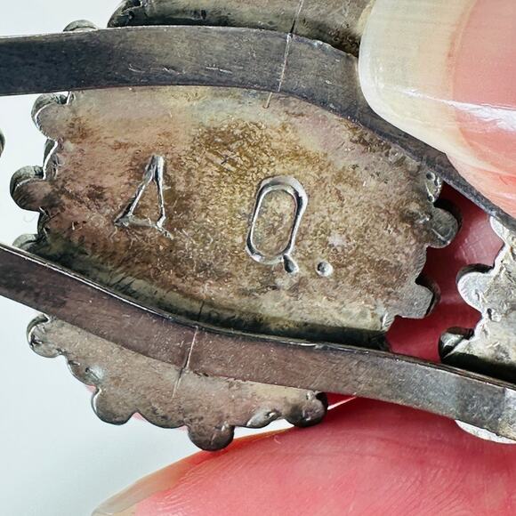 Vintage Zuni Alice Quam Turquoise Native American Silver Bracelet - Picture 6 of 8